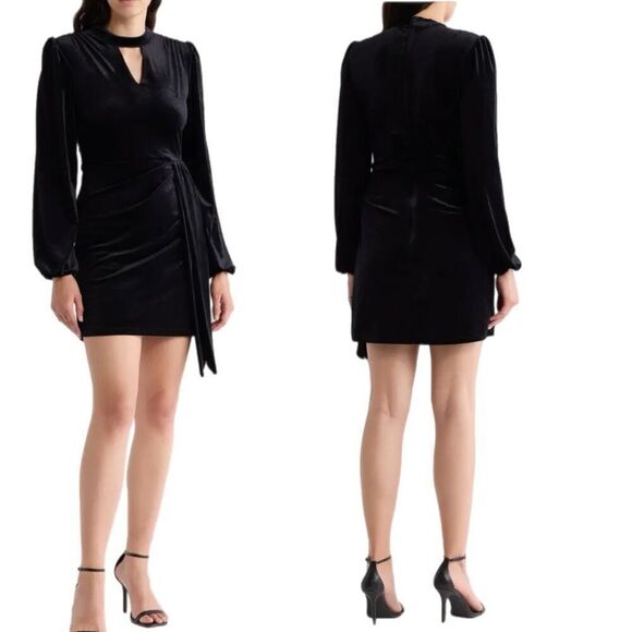 Rachel Parcell Keyhole Long Sleeve Velvet Minidress - Picture 1 of 5